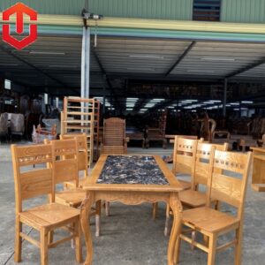 BÀN ĂN SỒI LAU HƯƠNG MẶT CHÂN LUY 6 GHẾ