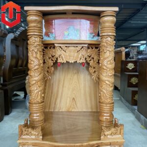 BÀN THỜ ÔNG ĐỊA RỒNG CUỘN GÕ ĐỎ 70 CỘT 12