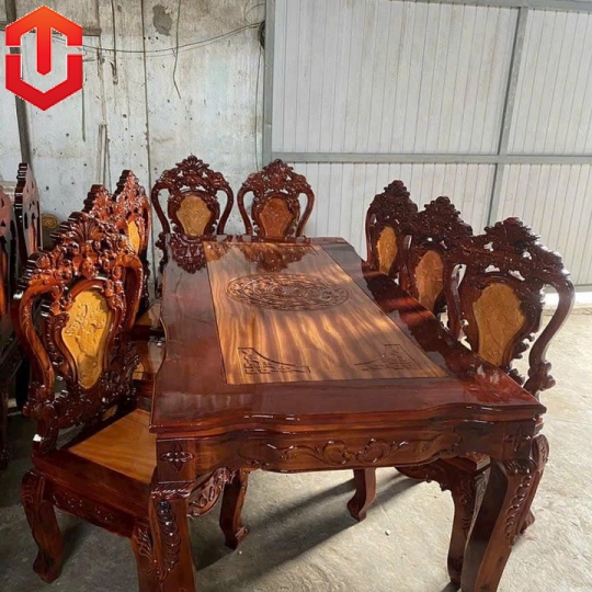 BÀN ĂN TRÀM HOÀNG GIA 8 GHẾ - Ảnh 3