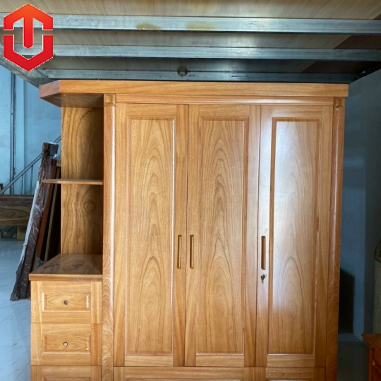 TỦ ÁO GÕ ĐỎ 3 CÁNH ĐỢT TRANG TRÍ