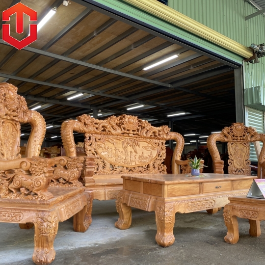 SALON RỒNG BÁT TIÊN GÕ C14 6 MÓN - Ảnh 4