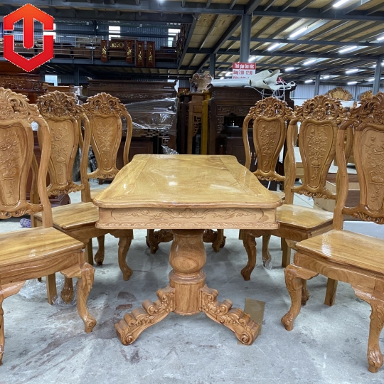 BÀN ĂN BÁNH TÂY GÕ ĐỎ 6 GHẾ - Ảnh 4