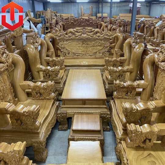 SALON RỒNG QUAY ĐẦU GÕ ĐỎ C18 10 MÓN - Ảnh 3