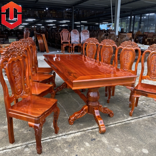 BÀN ĂN TRÀM MẶT VUÔNG 8 GHẾ - Ảnh 3