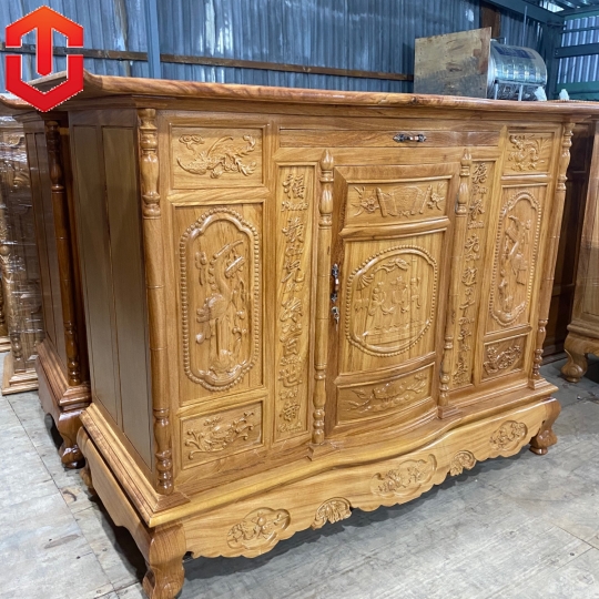 TỦ THỜ TAM ĐA GÕ ĐỎ 1M75 - Ảnh 2