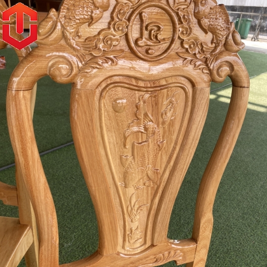 BÀN ĂN GÕ ĐỎ MẶT 3F - 8 GHẾ - Ảnh 3