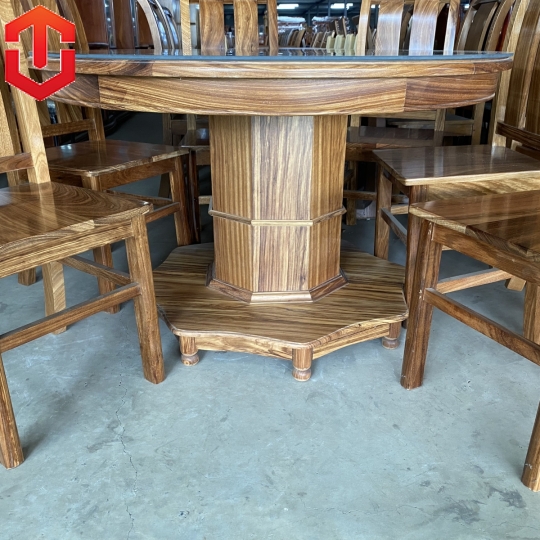 BÀN ĂN TRÒN HƯƠNG XÁM 6 GHẾ - Ảnh 2