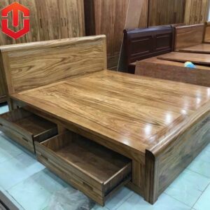 GIƯỜNG HƯƠNG XÁM DẠT PHẢN NGĂN KÉO 1M8