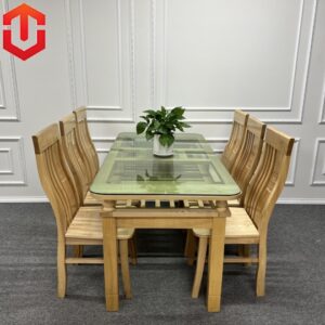 BỘ BÀN ĂN 2 TẦNG SỒI MÀU TỰ NHIÊN 6 GHẾ