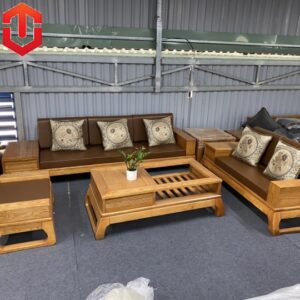 SOFA 2 VĂNG CHÂN CHOÃI GÕ ĐỎ