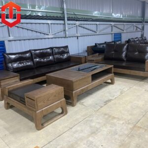 SOFA 2 VĂNG CHÂN CHOÃI SỒI MÀU ÓC CHÓ