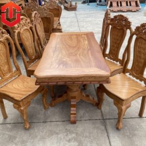 BỘ BÀN ĂN BÁNH TÂY GÕ ĐỎ 6 GHẾ