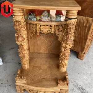 BÀN THỜ ÔNG ĐỊA RỒNG CUỘN GÕ ĐỎ 60 C14
