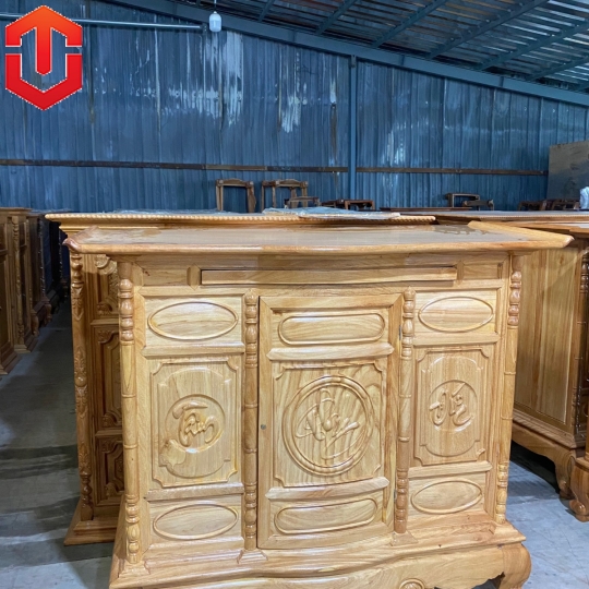 TỦ THỜ GÕ ĐỎ 1M53 CHẠM CHỮ
