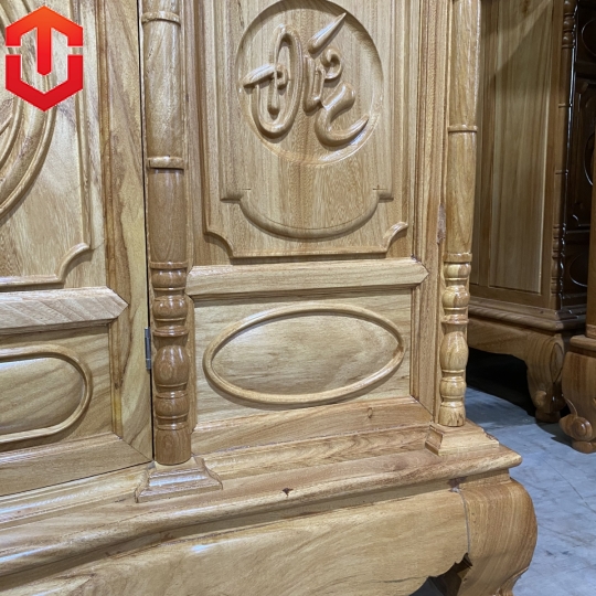 TỦ THỜ GÕ ĐỎ 1M53 CHẠM CHỮ - Ảnh 3
