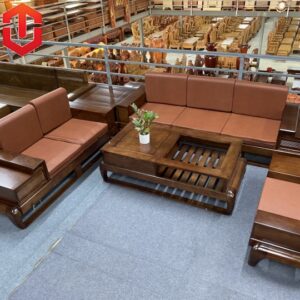SOFA 2 VĂNG ĐÙI GÀ SỒI MÀU ÓC CHÓ - VẾ TRÁI