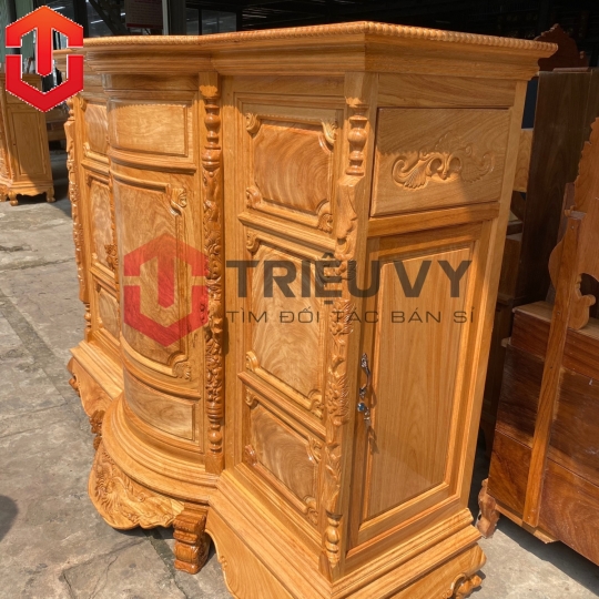 TỦ THỜ BỤNG PHỆ TRƠN GÕ ĐỎ 1M97 - TỦ THỜ GÕ ĐỎ CAO CẤP - Ảnh 11