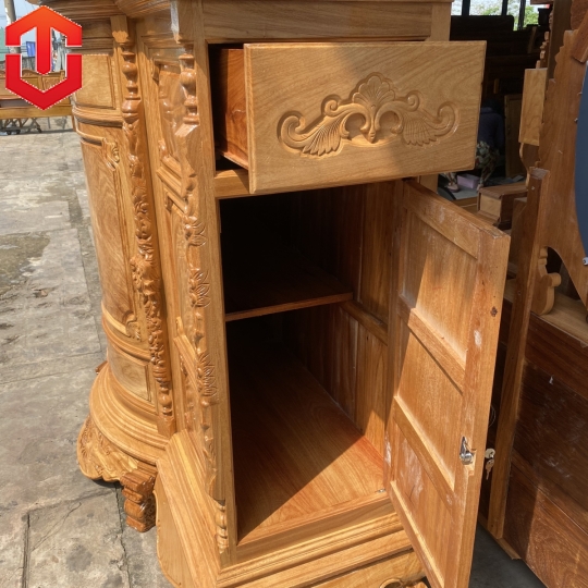 TỦ THỜ BỤNG PHỆ TRƠN GÕ ĐỎ 1M97 - TỦ THỜ GÕ ĐỎ CAO CẤP - Ảnh 8