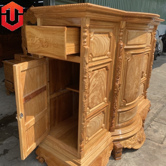 TỦ THỜ BỤNG PHỆ TRƠN GÕ ĐỎ 1M97 - TỦ THỜ GÕ ĐỎ CAO CẤP - Ảnh 9