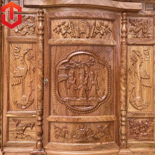 TỦ THỜ HƯƠNG ĐÁ CHẠM TAM ĐA 1M27 - Ảnh 7