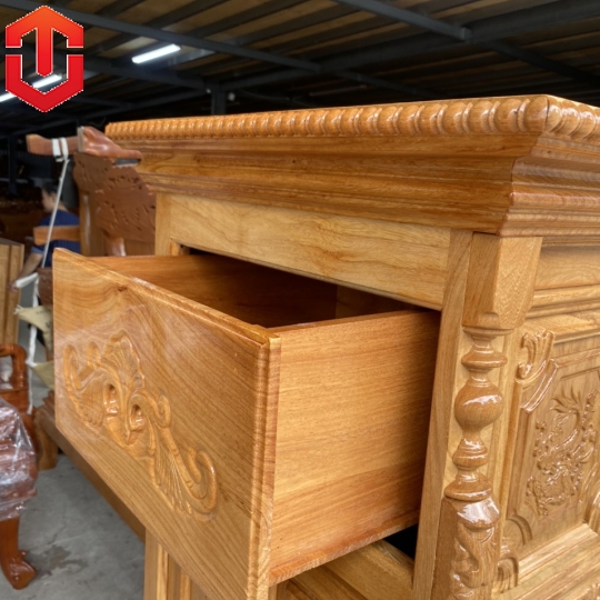 TỦ THỜ BỤNG PHỆ GÕ ĐỎ MẶT CHẠM TAM ĐA 1M6 - Ảnh 9