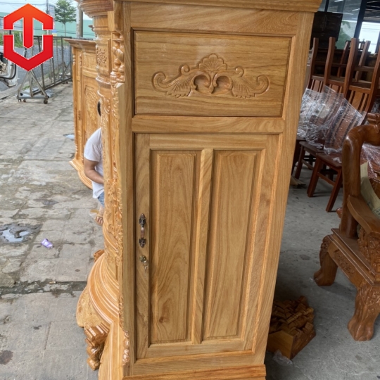 TỦ THỜ BỤNG PHỆ GÕ ĐỎ MẶT CHẠM TAM ĐA 1M6 - Ảnh 12