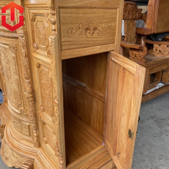 TỦ THỜ BỤNG PHỆ GÕ ĐỎ MẶT CHẠM TAM ĐA 1M6 - Ảnh 13