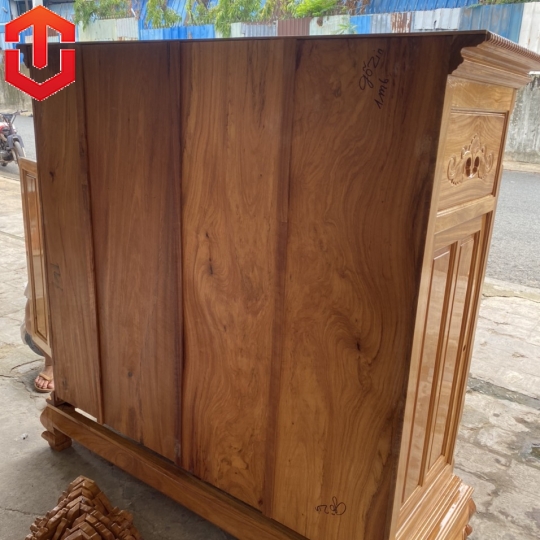TỦ THỜ BỤNG PHỆ GÕ ĐỎ MẶT CHẠM TAM ĐA 1M6 - Ảnh 3