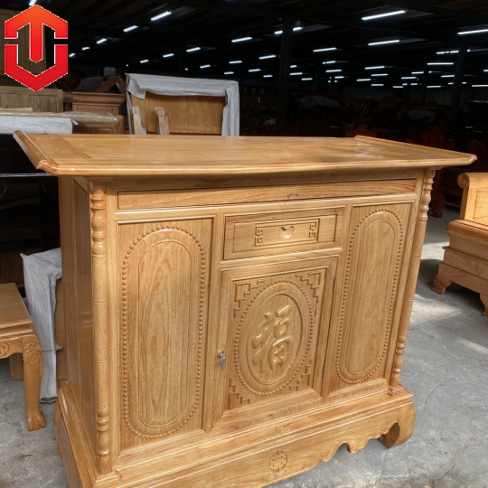 TỦ THỜ GÕ ĐỎ 1M53 CHẠM CHỮ - Ảnh 2