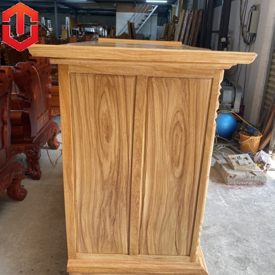 TỦ THỜ GÕ ĐỎ 1M75 CHẠM CHỮ - Ảnh 2