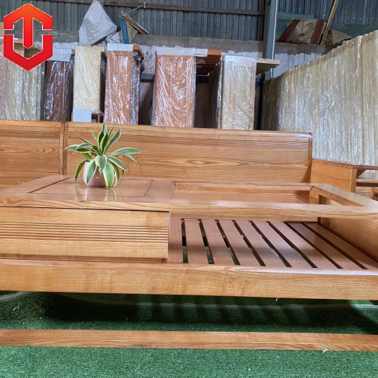 SOFA GÓC ĐÙI GÀ SỒI LAU MÀU HƯƠNG VÀNG - VẾ TRÁI - Ảnh 3