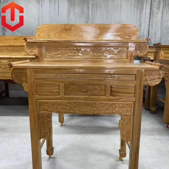 BÀN CÚNG GÕ ĐỎ 1M27 2 TẦNG - Ảnh 2