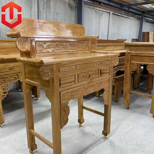 BÀN CÚNG GÕ ĐỎ 1M27 2 TẦNG - Ảnh 4