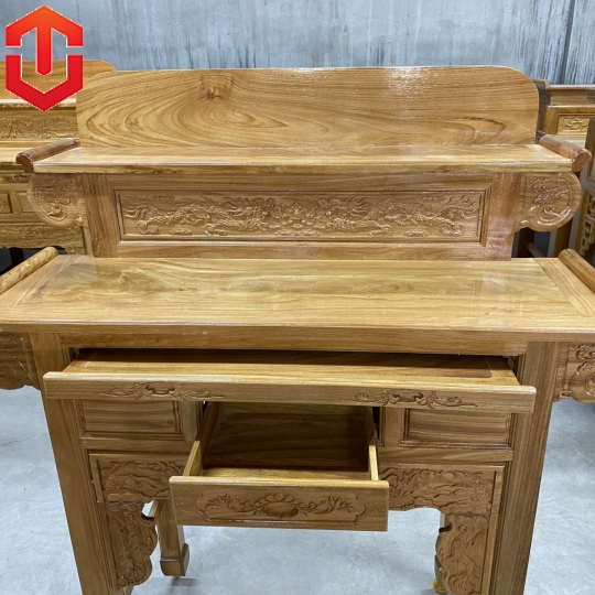 BÀN CÚNG GÕ ĐỎ 1M27 2 TẦNG - Ảnh 3