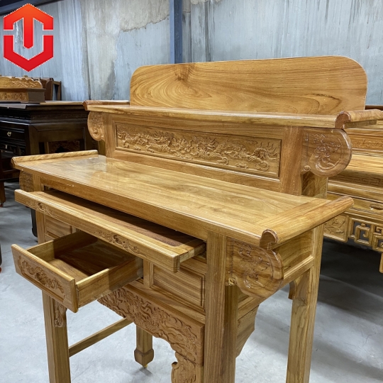 BÀN CÚNG GÕ ĐỎ 1M27 2 TẦNG - Ảnh 6