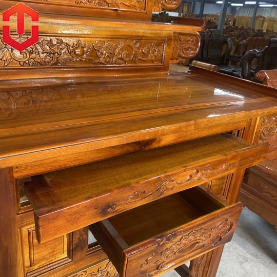 BÀN CÚNG TRÀM 3 TẦNG 1M07 CHẠM RỒNG - MÀU VÀNG - Ảnh 10