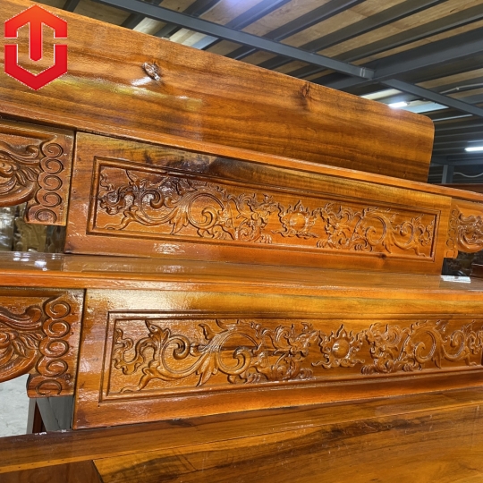 BÀN CÚNG TRÀM 3 TẦNG 1M07 CHẠM RỒNG - MÀU VÀNG - Ảnh 11