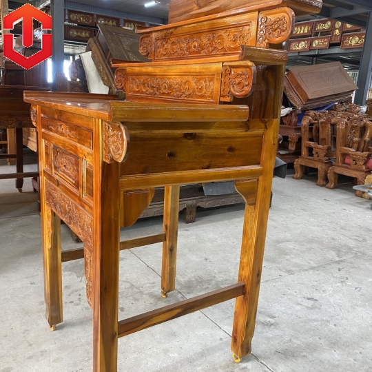 BÀN CÚNG TRÀM 3 TẦNG 1M07 CHẠM RỒNG - MÀU VÀNG - Ảnh 5