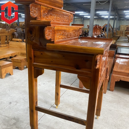 BÀN CÚNG TRÀM 3 TẦNG 1M07 CHẠM RỒNG - MÀU VÀNG - Ảnh 2