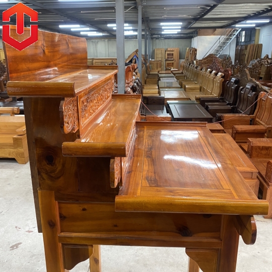 BÀN CÚNG TRÀM 3 TẦNG 1M07 CHẠM RỒNG - MÀU VÀNG - Ảnh 3