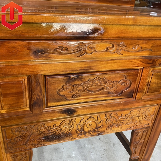 BÀN CÚNG TRÀM 3 TẦNG 1M07 CHẠM RỒNG - MÀU VÀNG - Ảnh 4