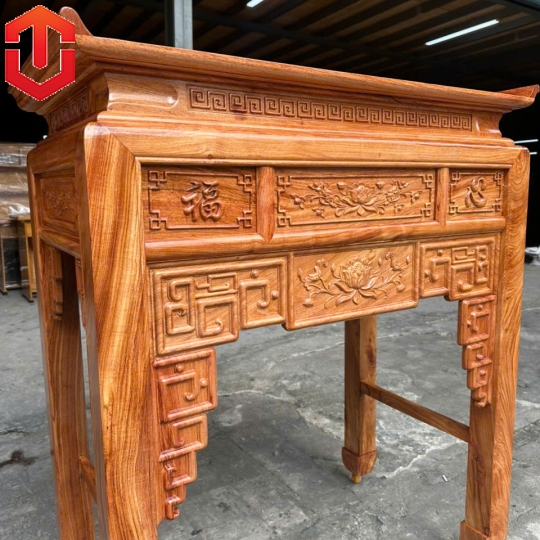 BÀN CÚNG HƯƠNG ĐÁ CHẠM SEN 1M07 - Ảnh 4