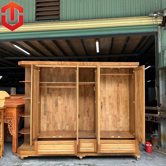 TỦ ÁO HƯƠNG XÁM 5 CÁNH + KỆ TRANG TRÍ 2m7 - Ảnh 2
